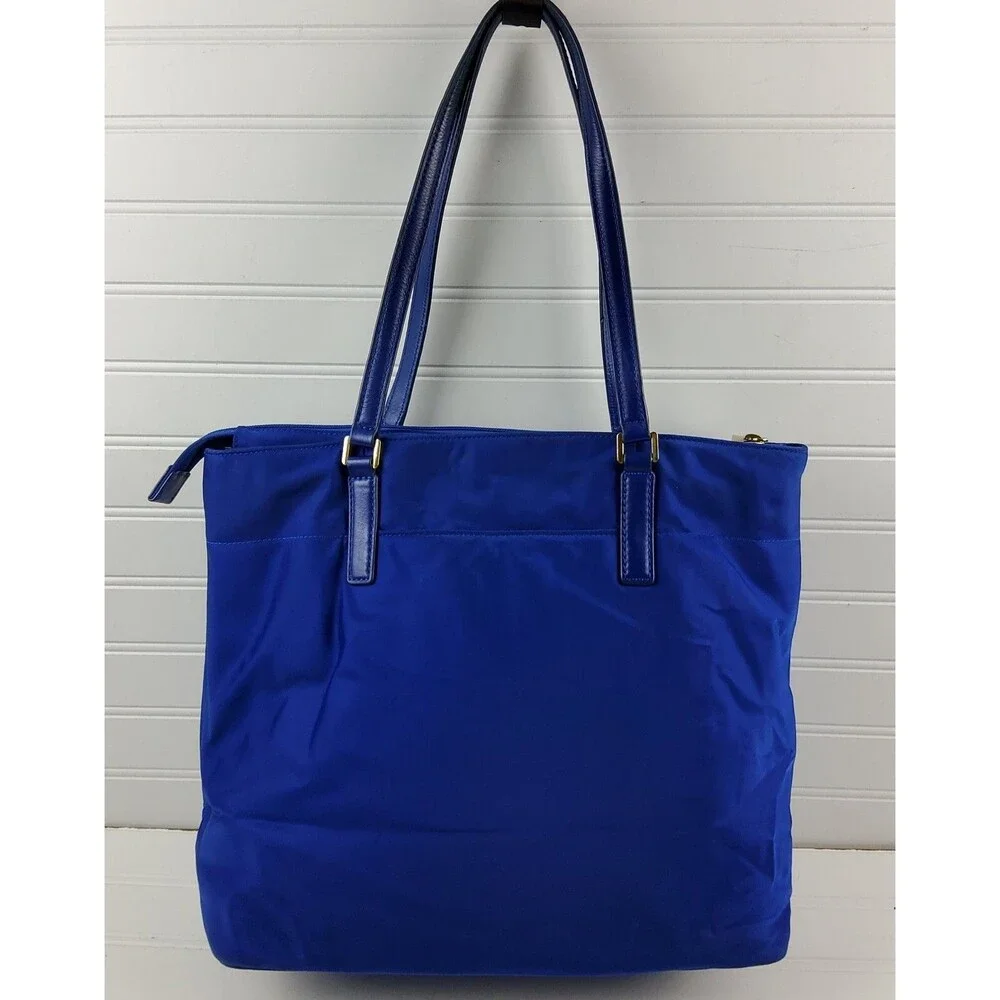 Michael Kors MK Nylon Tote Shoulder Handbag Purse Blue